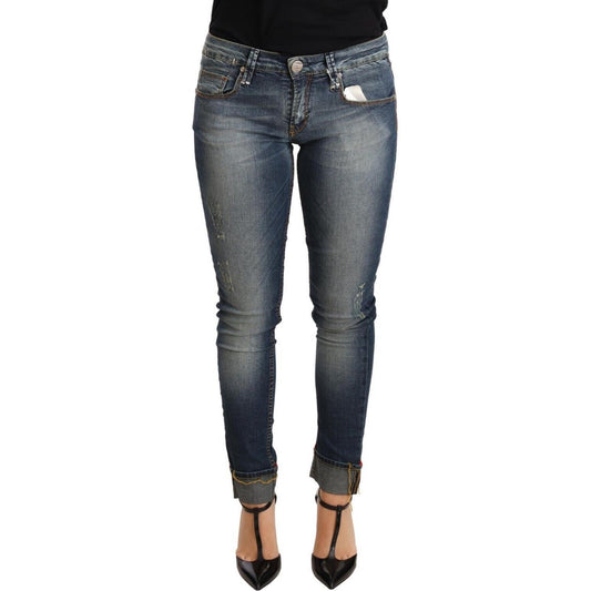 Acht Chic Blue Washed Skinny Denim Jeans & Pants Acht