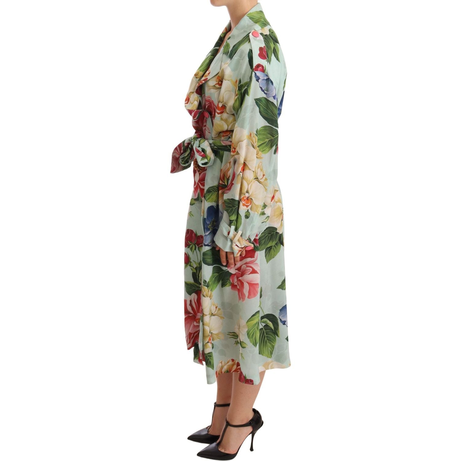 Dolce & Gabbana Elegant Floral Silk Trench Coat