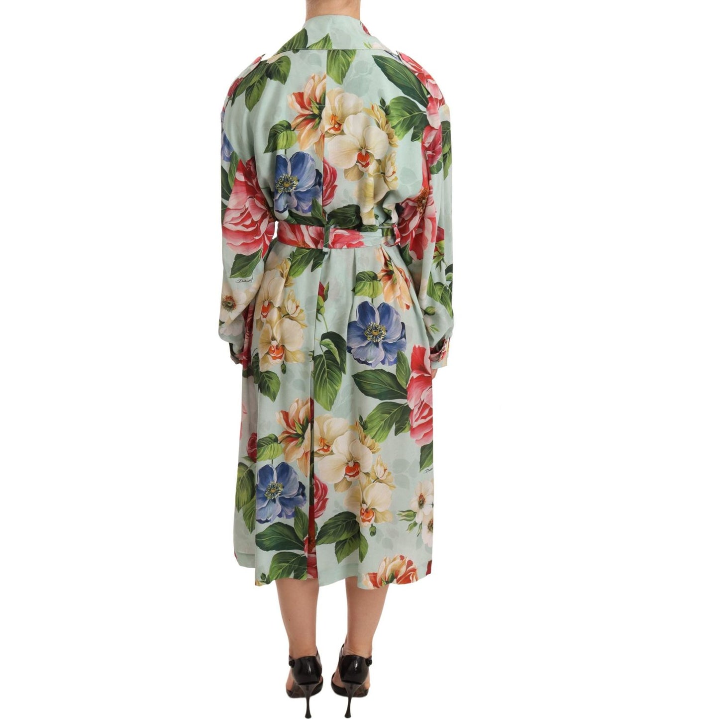 Dolce & Gabbana Elegant Floral Silk Trench Coat WOMAN COATS & JACKETS Dolce & Gabbana