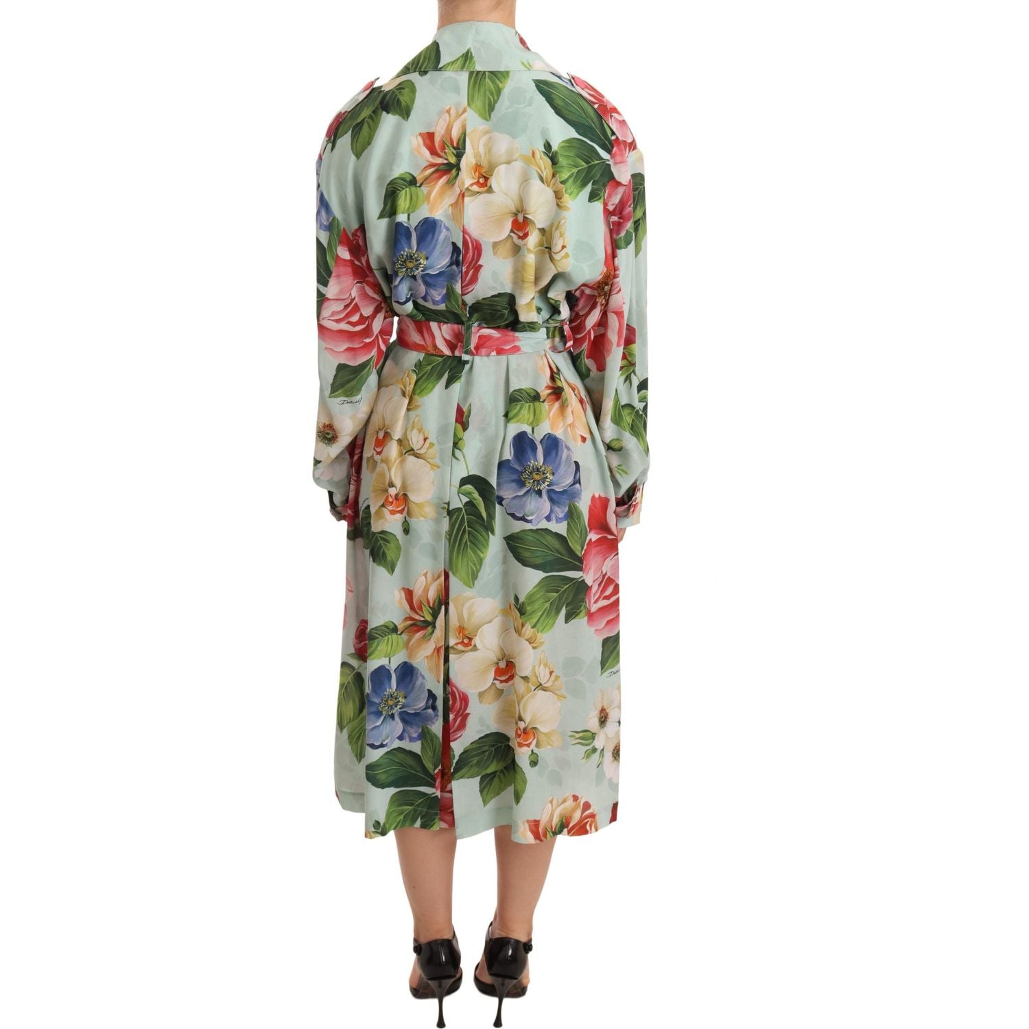 Dolce & Gabbana Elegant Floral Silk Trench Coat