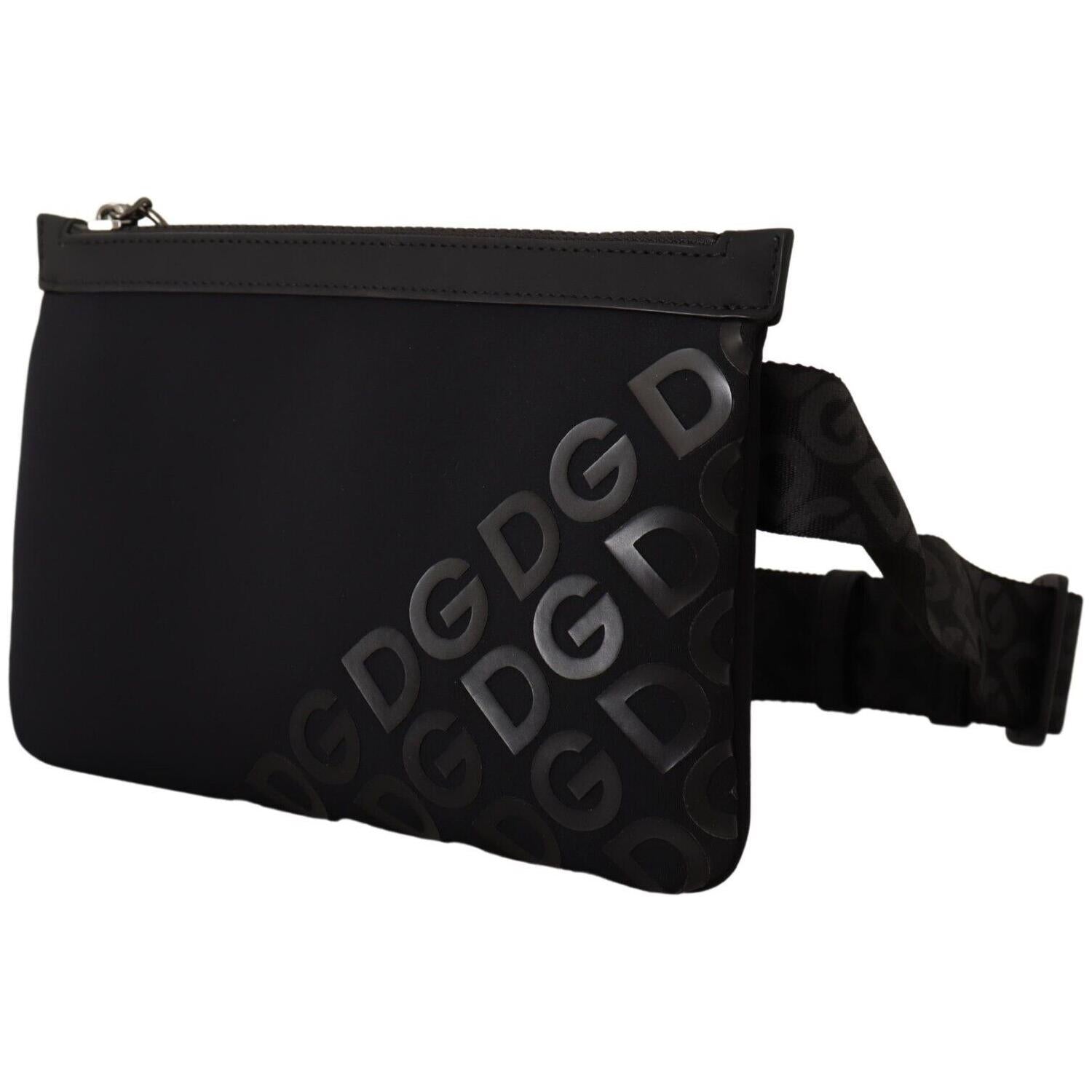 Dolce & Gabbana Sleek Black Monogram Neoprene Fanny Pack