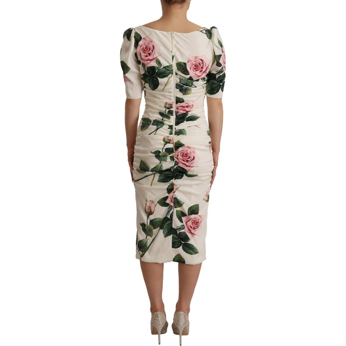 Dolce & Gabbana Elegant White Floral Sheath Dress Dress Dolce & Gabbana