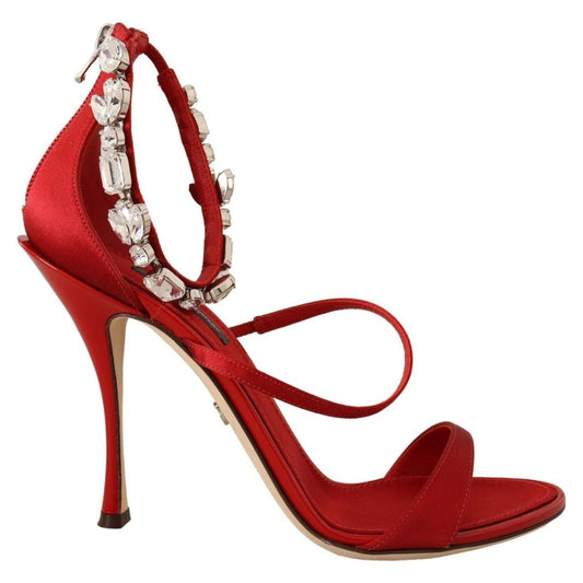 Dolce & Gabbana Red Crystal-Embellished Heel Sandals Heeled Sandals Dolce & Gabbana