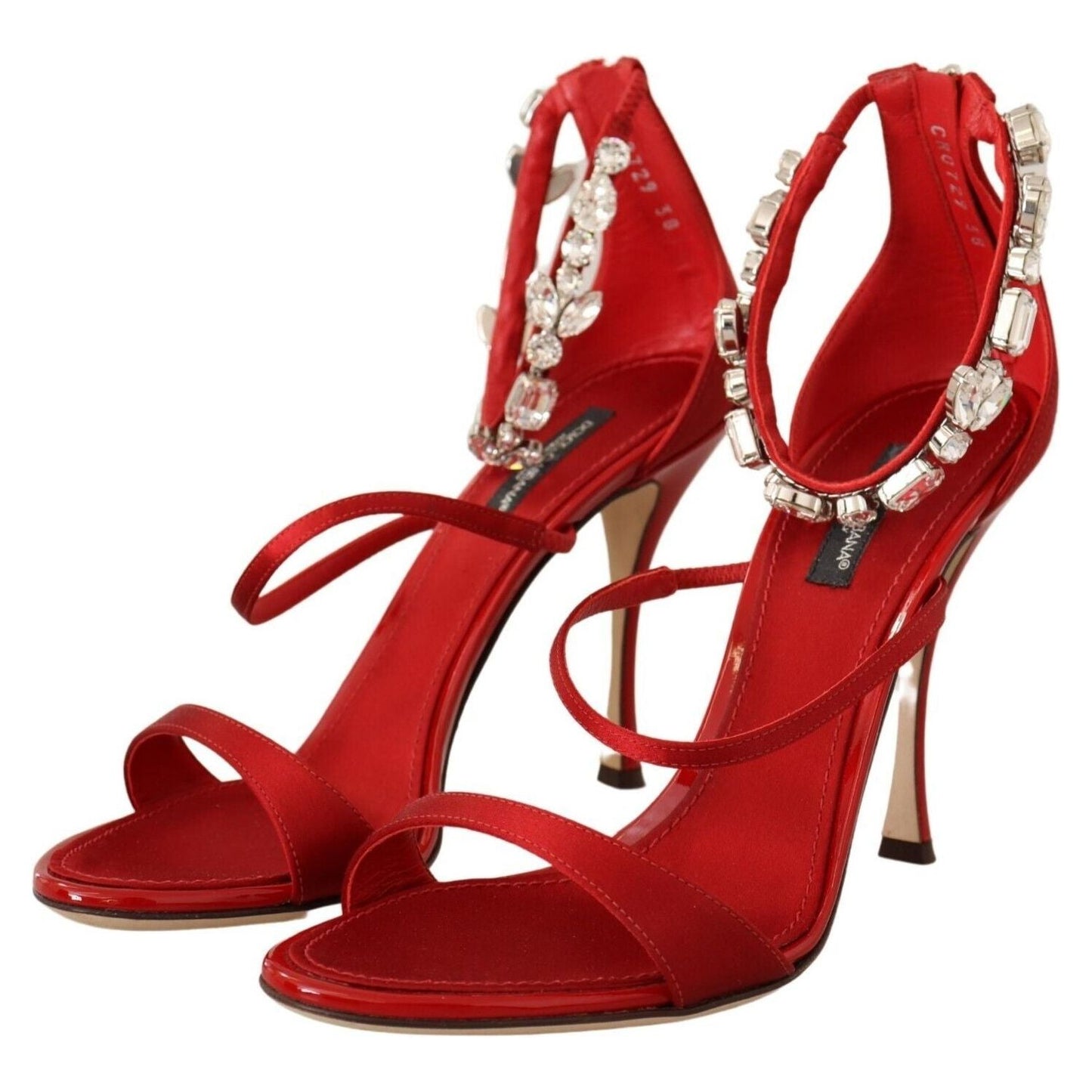 Dolce & Gabbana Red Crystal-Embellished Heel Sandals Heeled Sandals Dolce & Gabbana