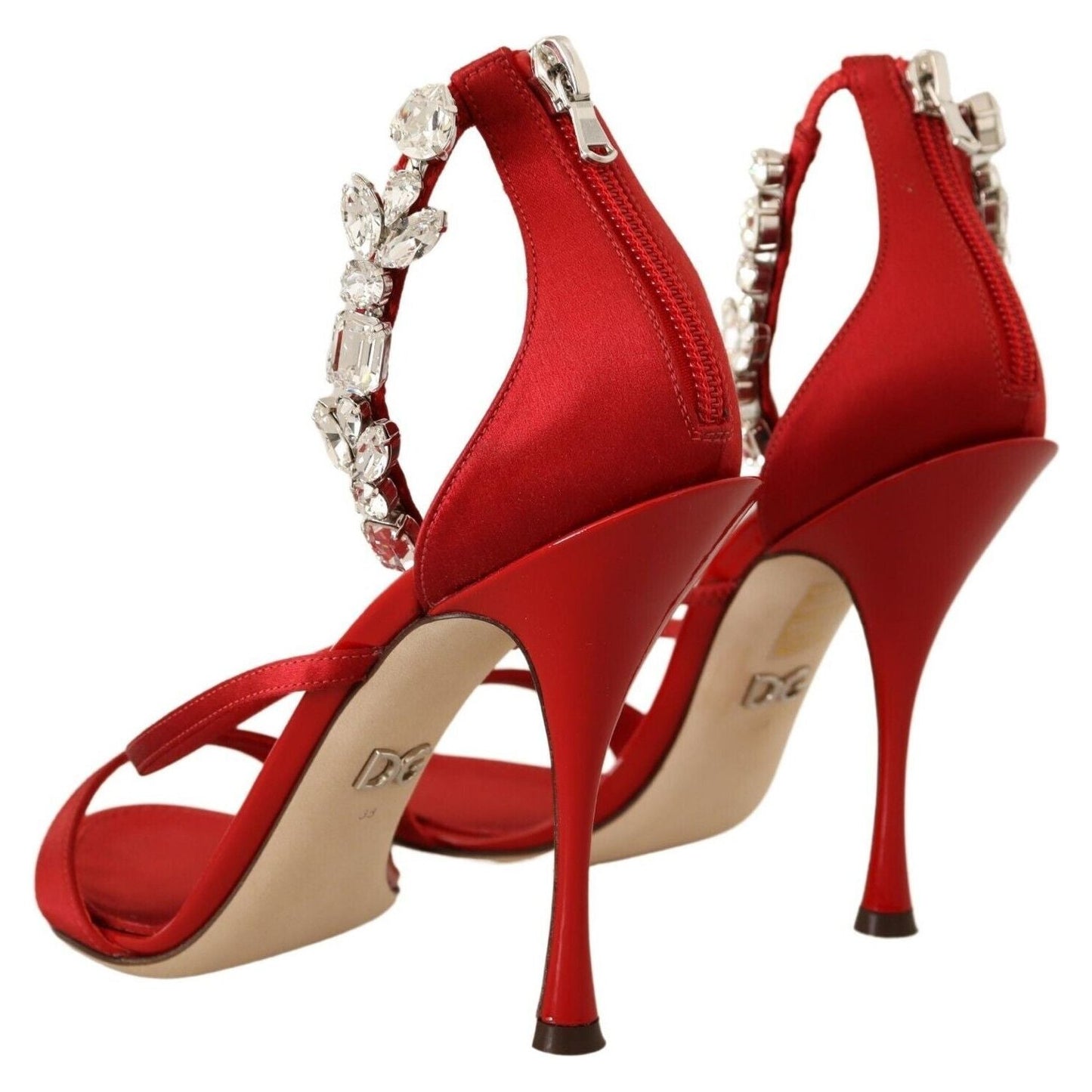 Dolce & Gabbana Red Crystal-Embellished Heel Sandals Heeled Sandals Dolce & Gabbana