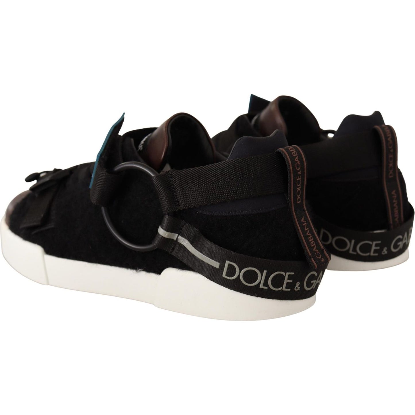 Dolce & Gabbana Shearling-Trimmed Leather Sneakers Dolce & Gabbana