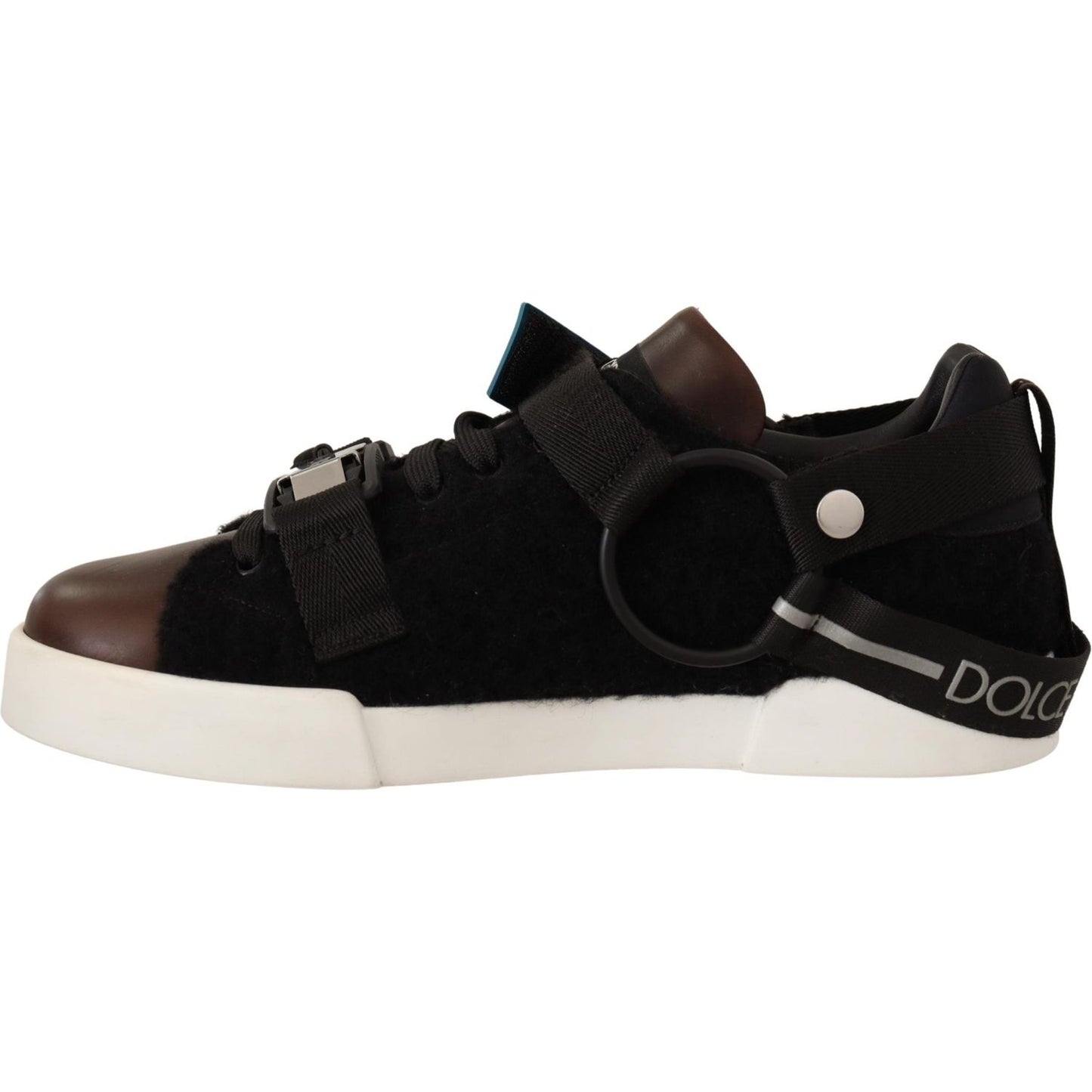 Dolce & Gabbana Shearling-Trimmed Leather Sneakers Dolce & Gabbana