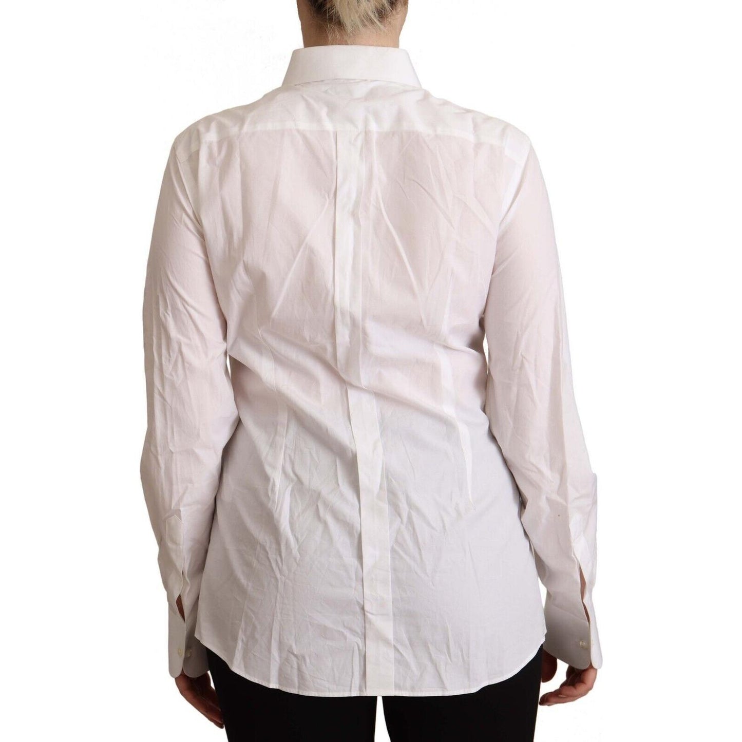 Dolce & Gabbana Elegant White Cotton Collared Top WOMAN TOPS AND SHIRTS Dolce & Gabbana