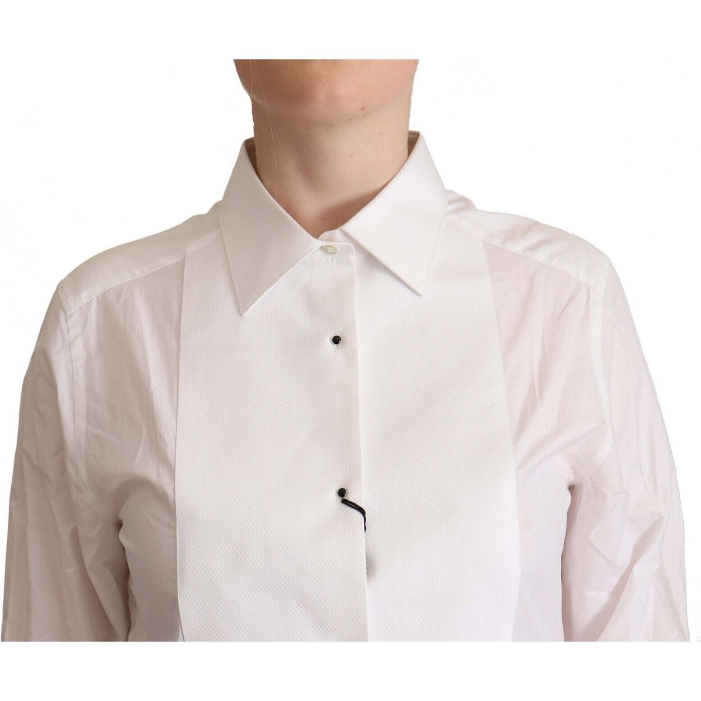 Dolce & Gabbana Elegant White Cotton Collared Top WOMAN TOPS AND SHIRTS Dolce & Gabbana