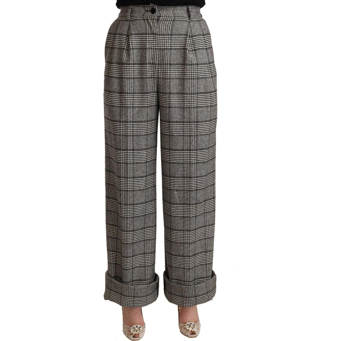 Dolce & Gabbana Elegant High Waist Straight Trousers In Grey Jeans & Pants Dolce & Gabbana