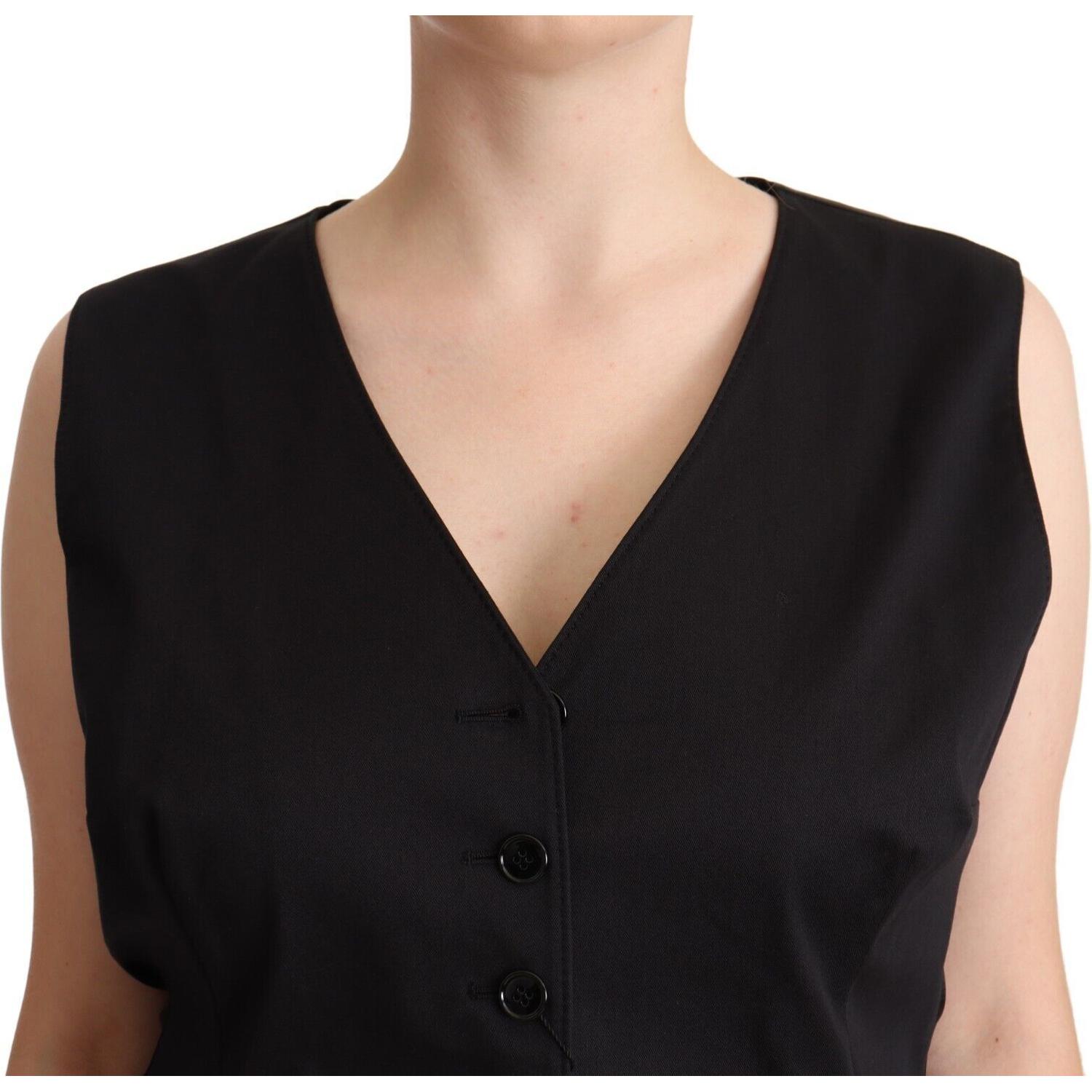 Dolce & Gabbana Chic Buttoned Black Waistcoat