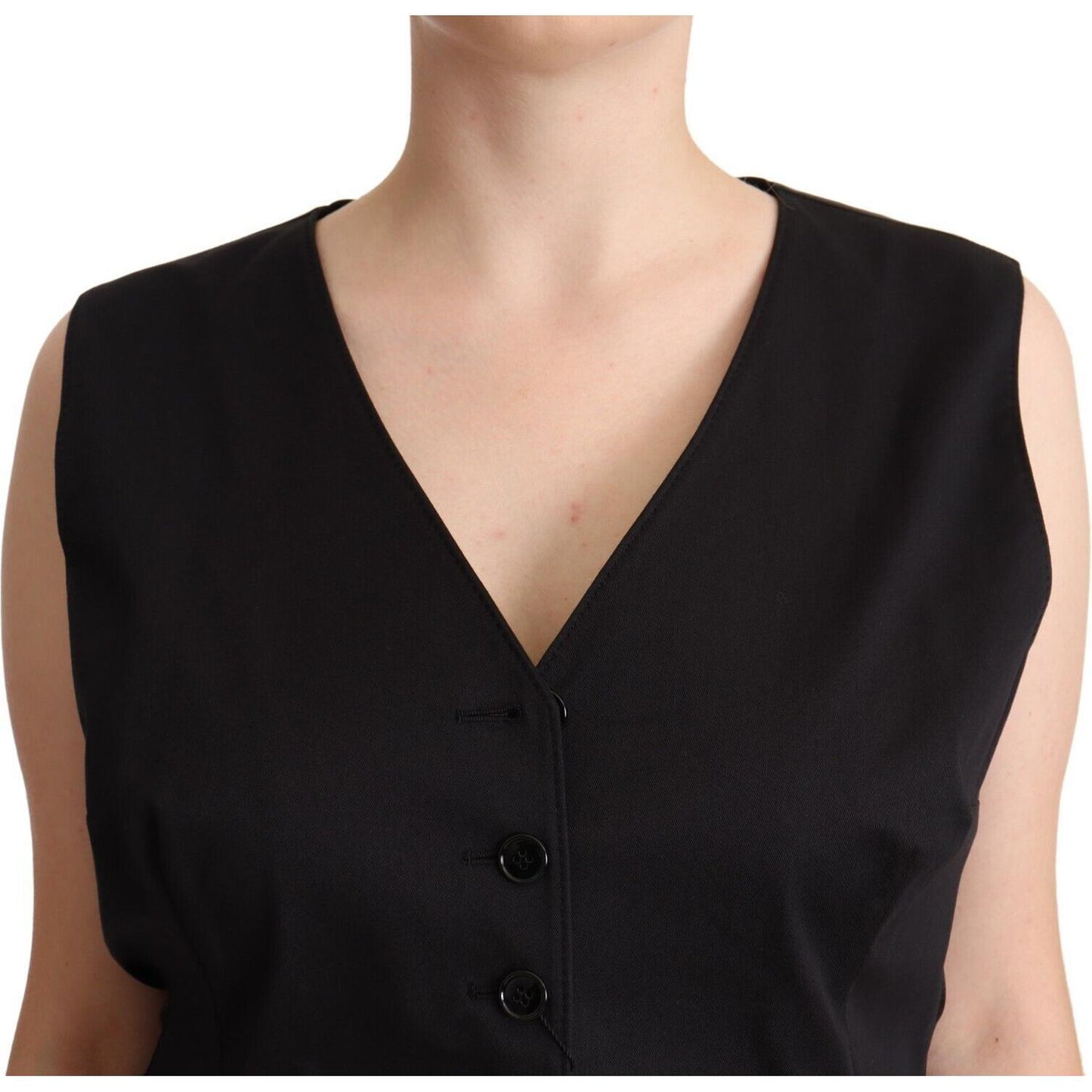 Dolce & Gabbana Chic Buttoned Black Waistcoat WOMAN TOPS AND SHIRTS Dolce & Gabbana