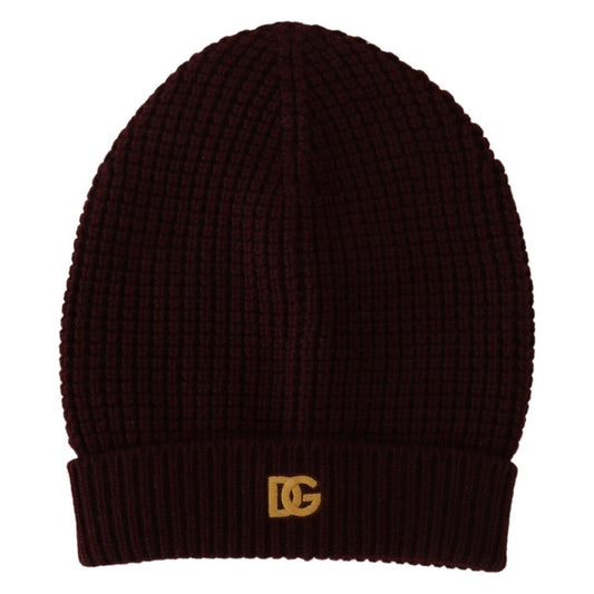 Dolce & Gabbana Elegant Cashmere Knit Beanie in Dark Red Dolce & Gabbana