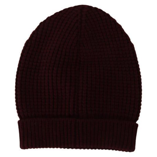 Dolce & Gabbana Elegant Cashmere Knit Beanie in Dark Red Dolce & Gabbana