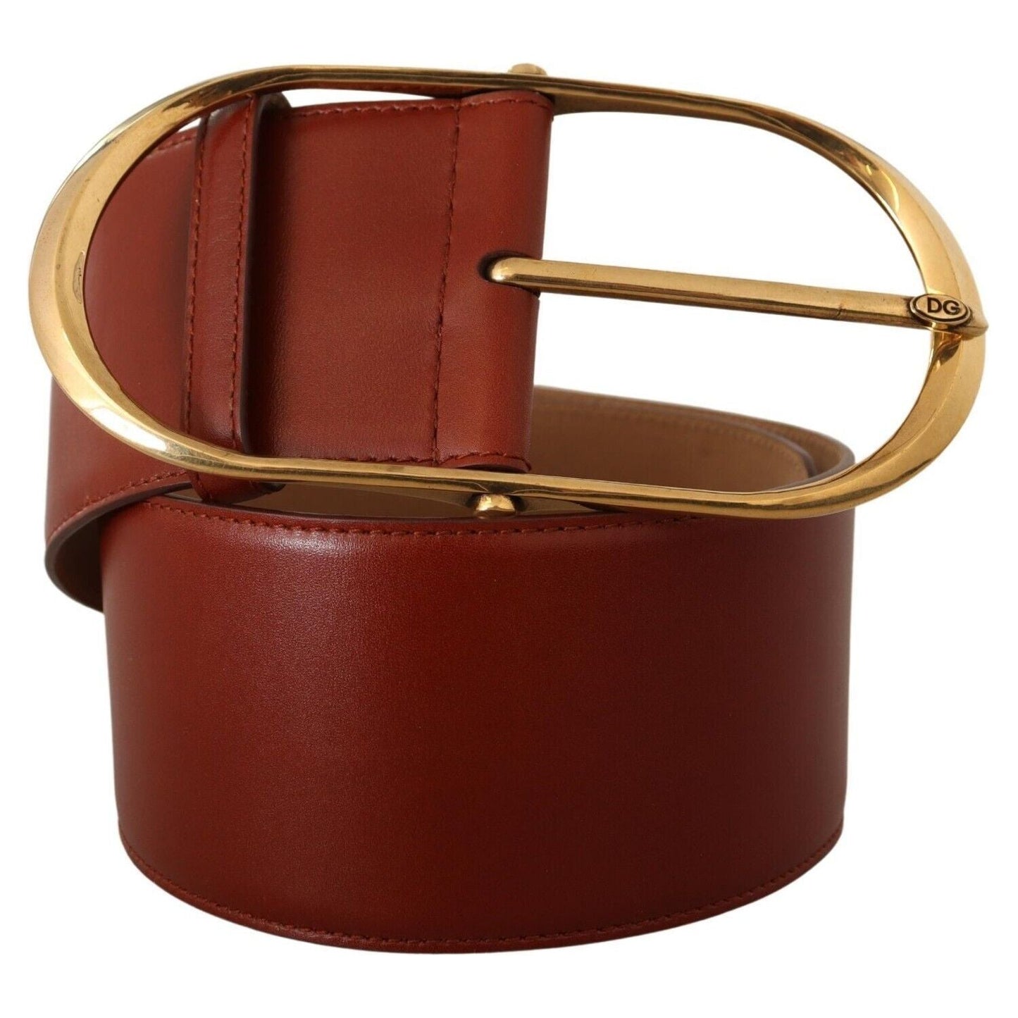 Dolce & Gabbana Elegant Maroon Leather Belt with Gold Accents WOMAN BELTS Dolce & Gabbana