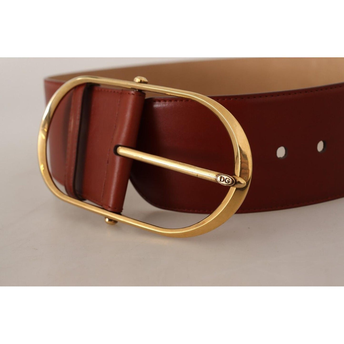 Dolce & Gabbana Elegant Maroon Leather Belt with Gold Accents WOMAN BELTS Dolce & Gabbana