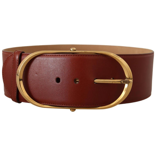 Dolce & Gabbana Elegant Maroon Leather Belt with Gold Accents WOMAN BELTS Dolce & Gabbana