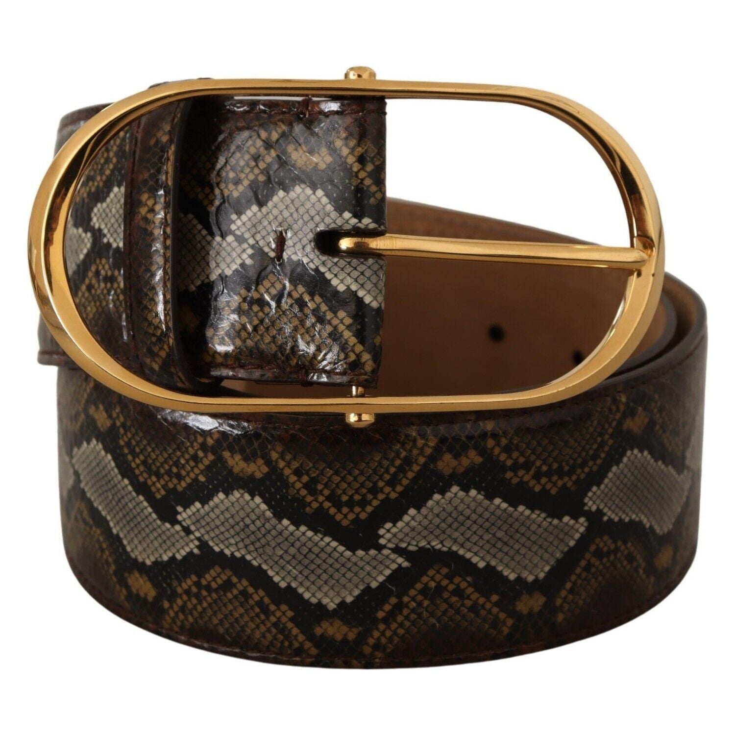 Dolce & Gabbana Elegant Gold Oval Buckle Leather Belt