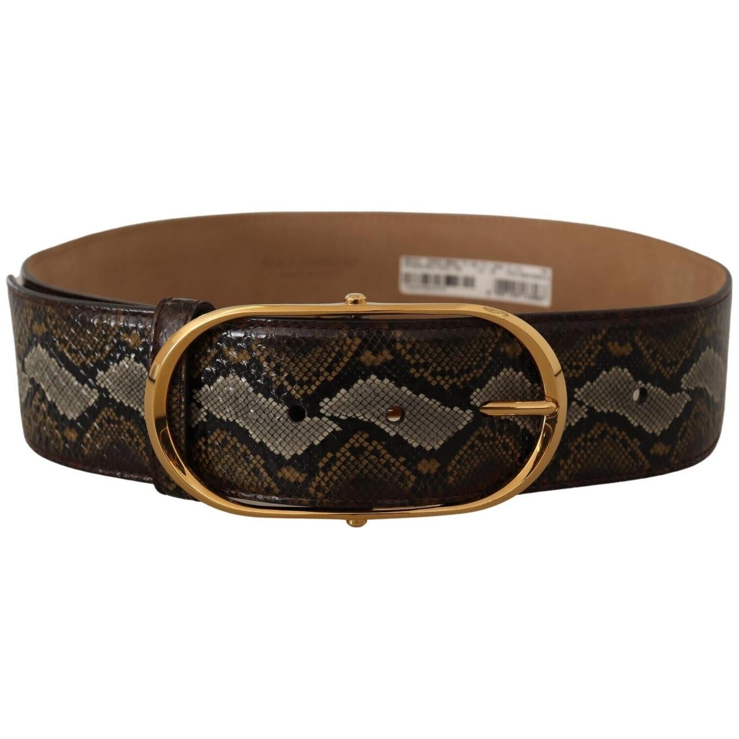 Dolce & Gabbana Elegant Gold Oval Buckle Leather Belt