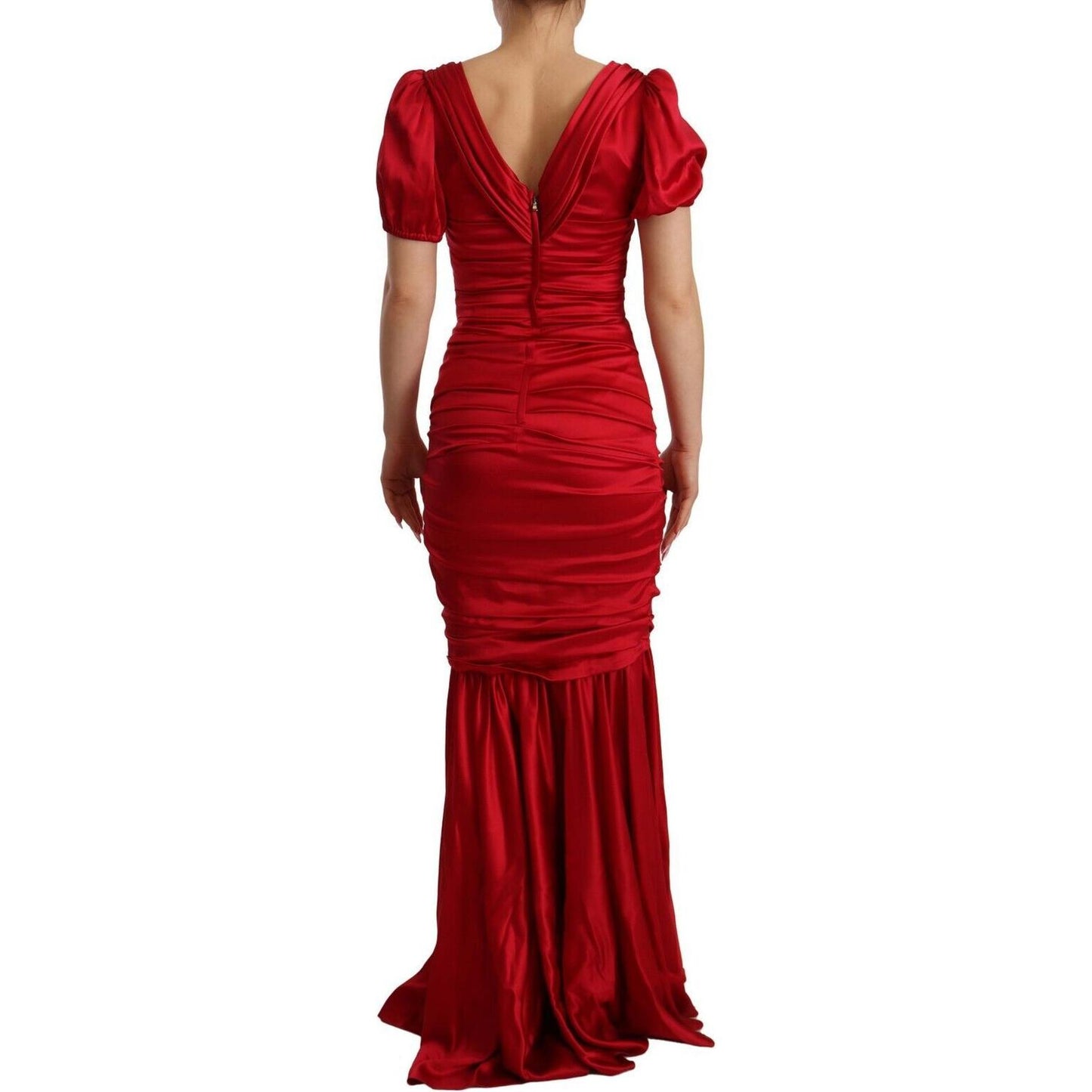 Dolce & Gabbana Elegant Red Silk Stretch Mermaid Dress Dolce & Gabbana