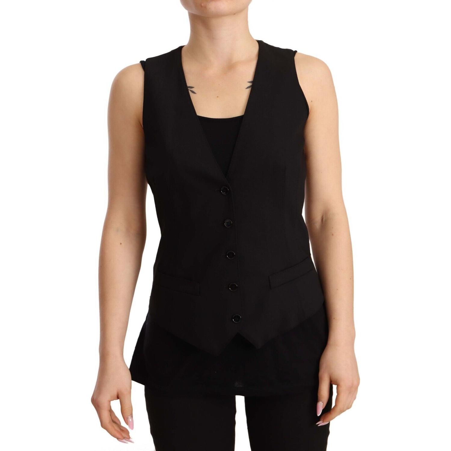 Dolce & Gabbana Elegant Black Wool Blend Waistcoat