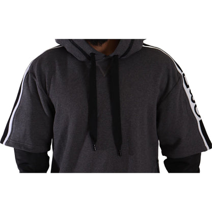 Dolce & Gabbana Elegant Hooded Black & Gray Pullover Sweatshirt Dolce & Gabbana