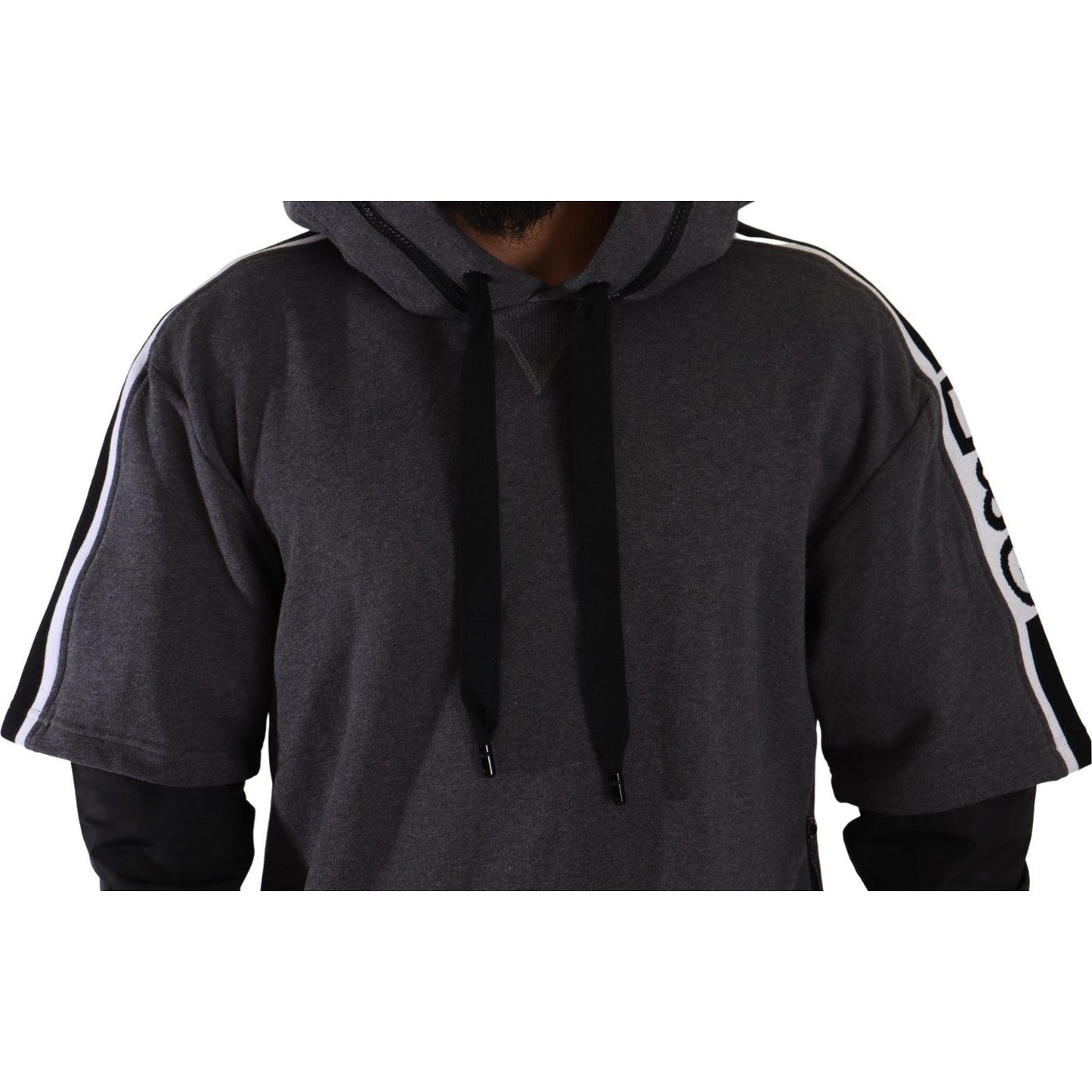 Dolce & Gabbana Elegant Hooded Black & Gray Pullover Sweatshirt Dolce & Gabbana