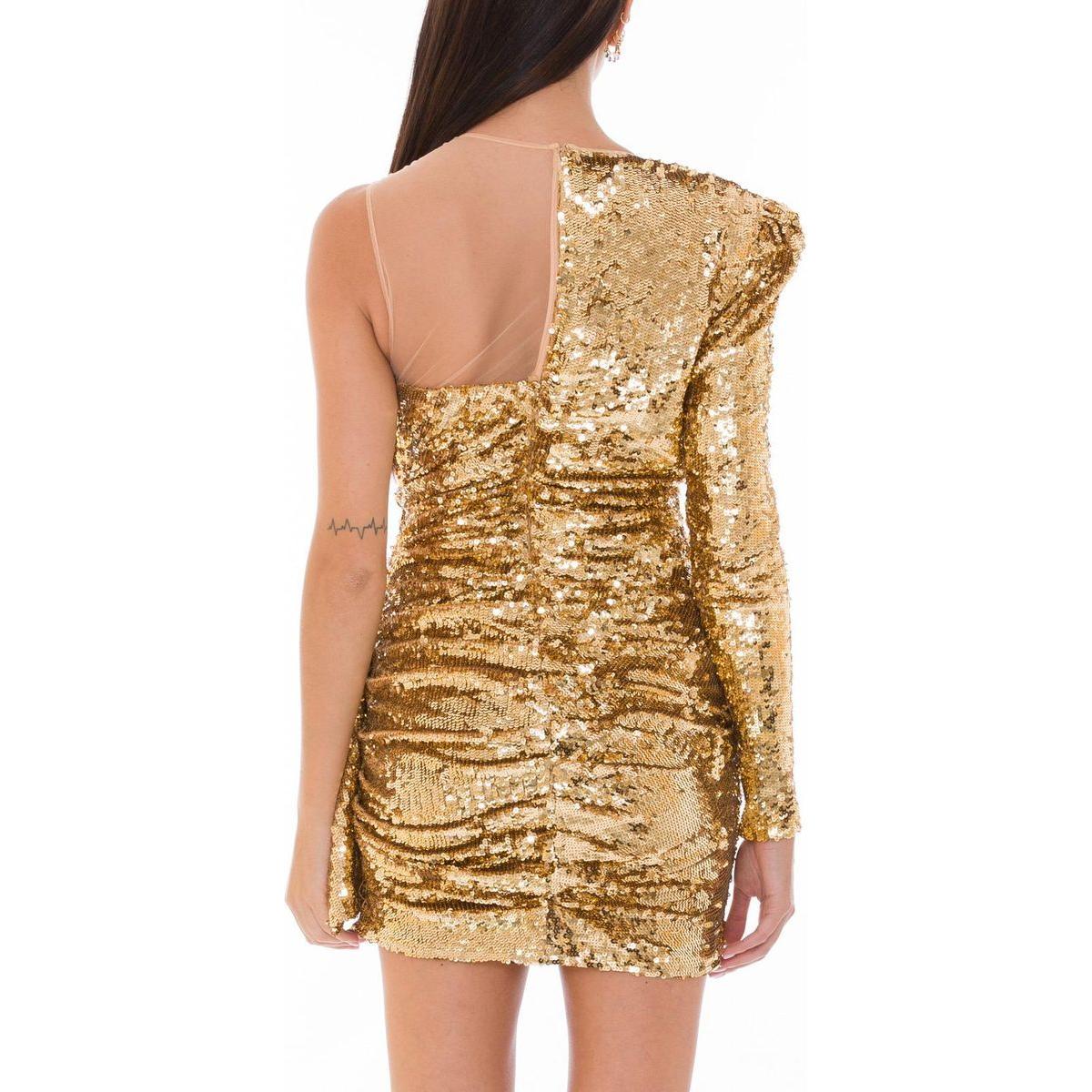 Elisabetta Franchi Glistening Gold Sequin Evening Dress Elisabetta Franchi