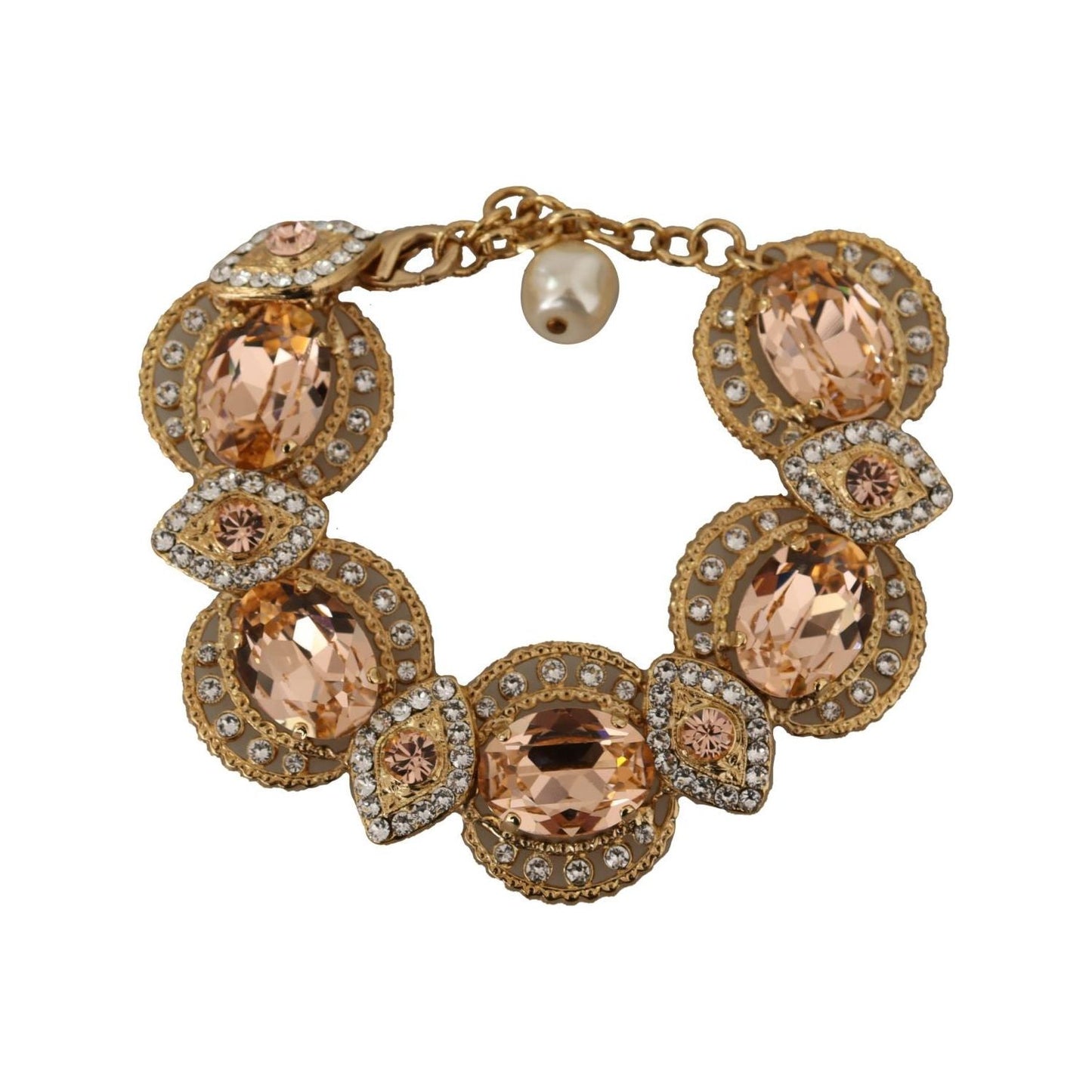 Dolce & Gabbana Champagne Crystal Gold Chain Bracelet Dolce & Gabbana