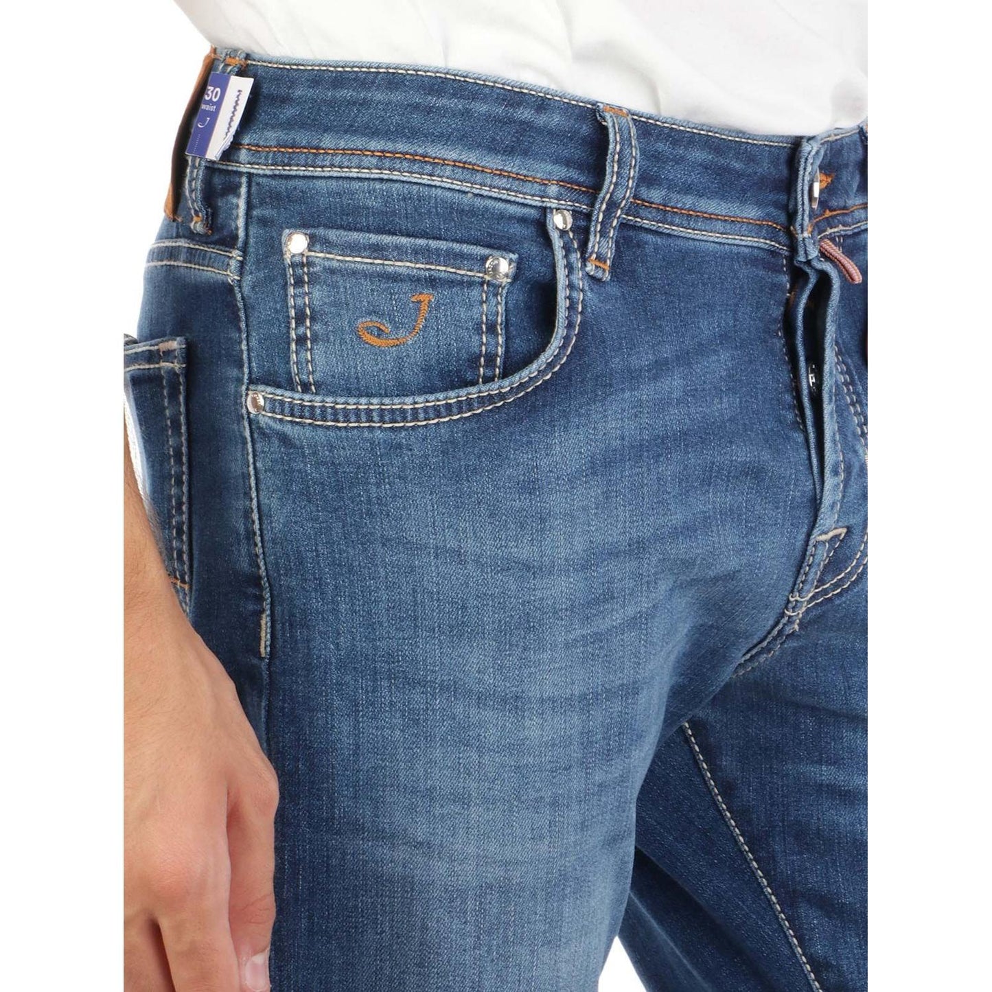 Jacob Cohen Handcrafted Slim Fit Blue Jeans with Pony Patch Jacob Cohen