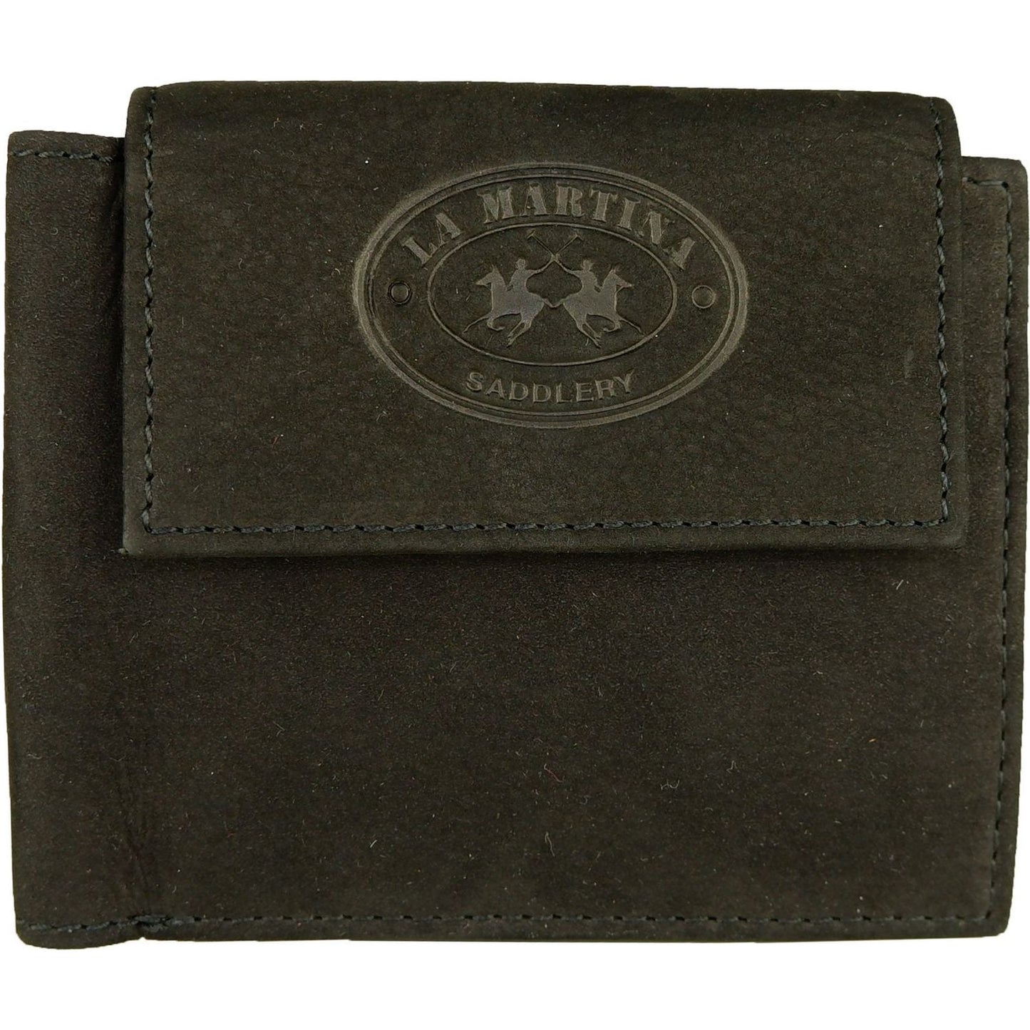 La Martina Elegant Black Leather Wallet for Men La Martina