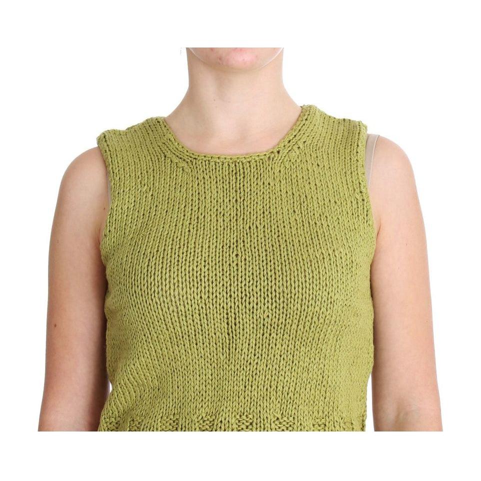 PINK MEMORIES Chic Green Knitted Sleeveless Vest Sweater PINK MEMORIES