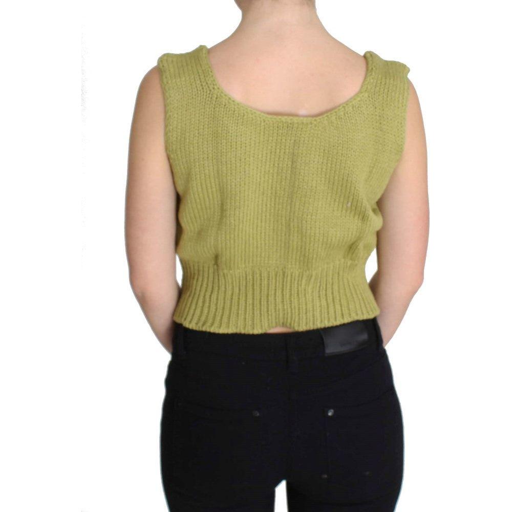 PINK MEMORIES Elegant Green Knit Sleeveless Vest Sweater PINK MEMORIES