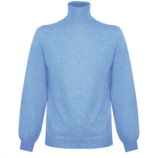 Malo Elegant Ice Blue Cashmere High Collar Sweater Malo