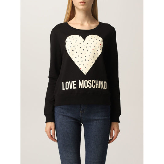 Love Moschino Chic Printed Crewneck Cotton Sweatshirt Love Moschino