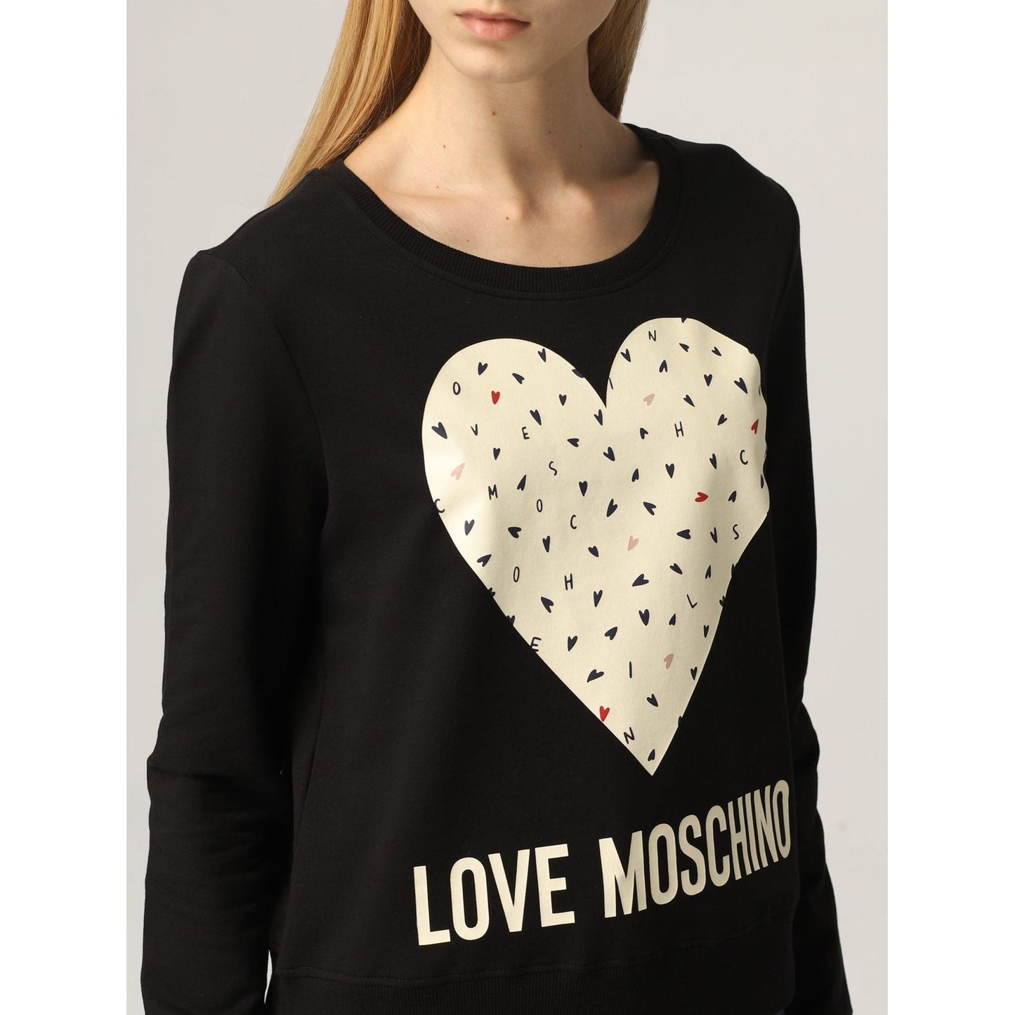 Love Moschino Chic Printed Crewneck Cotton Sweatshirt Love Moschino