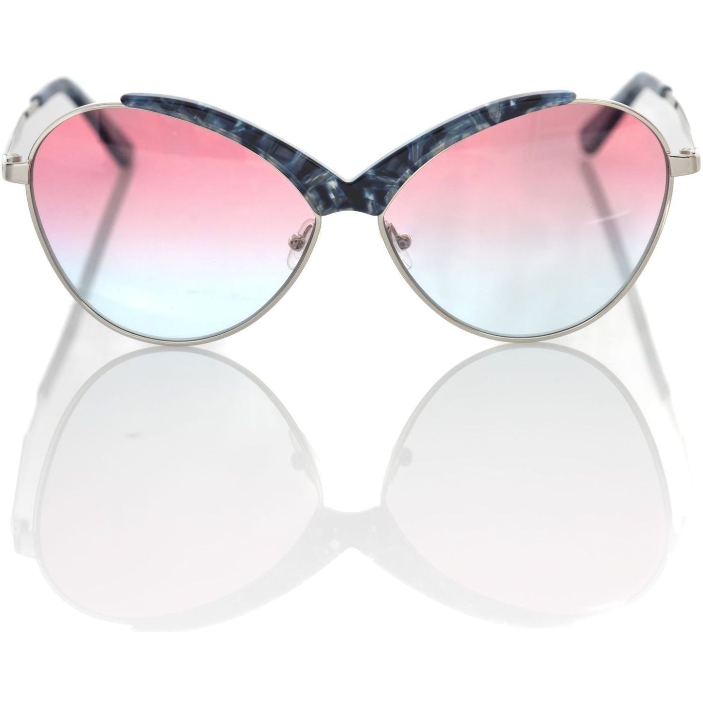 Frankie Morello Blue Metallic Fiber Women Sunglass Frankie Morello