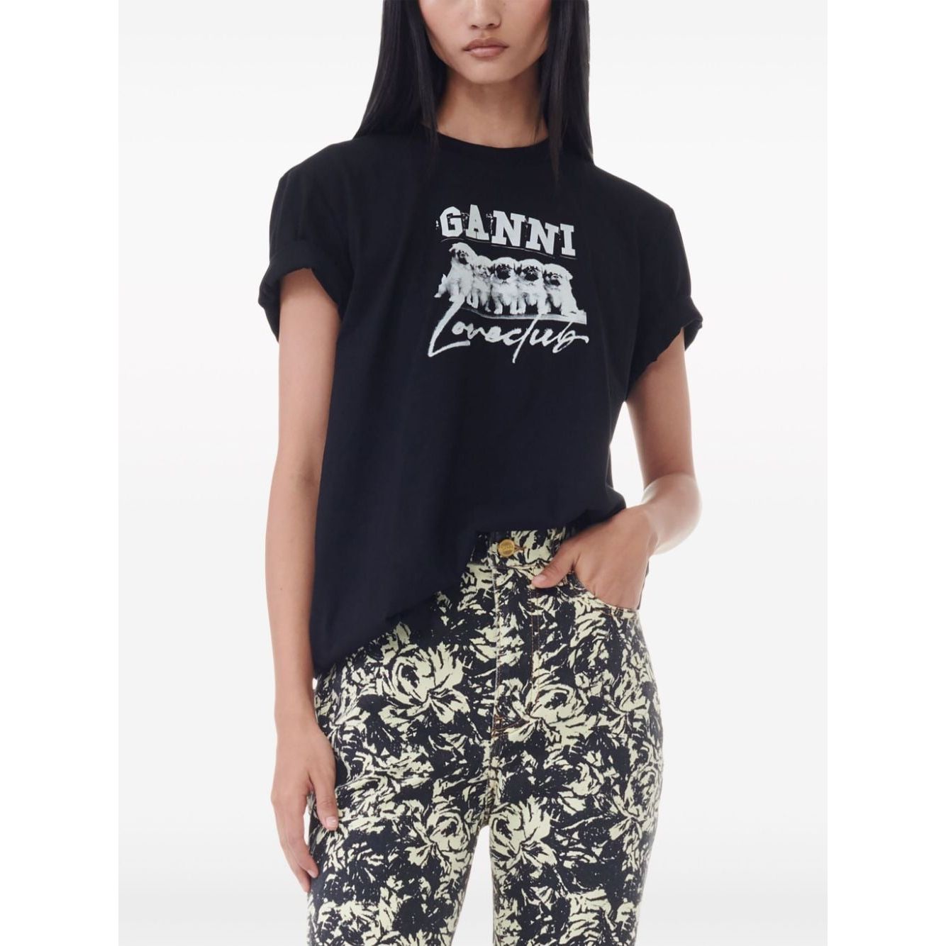 GANNI T-shirts and Polos Black Topwear Ganni