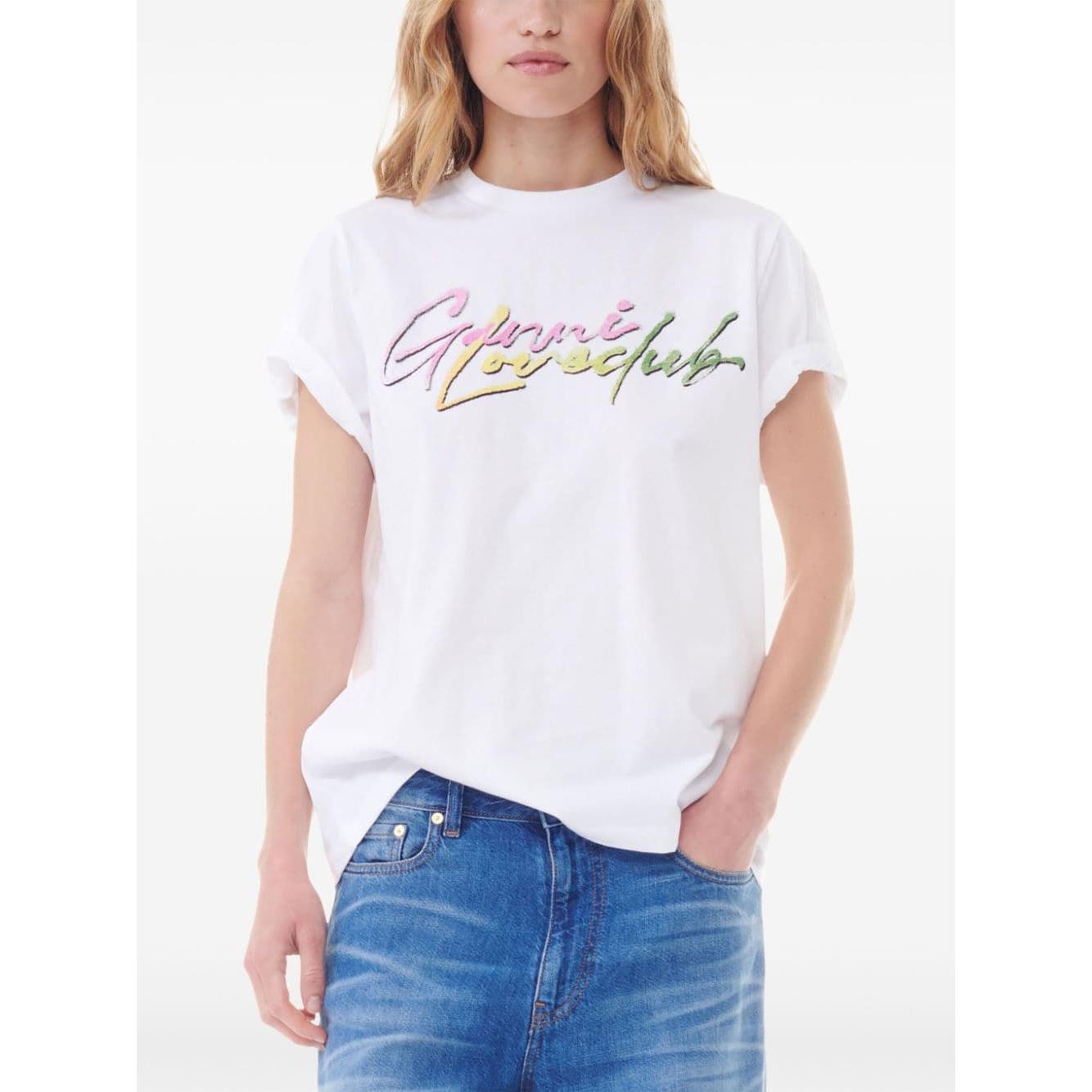 GANNI Women Cotton T-shirts White Topwear Ganni