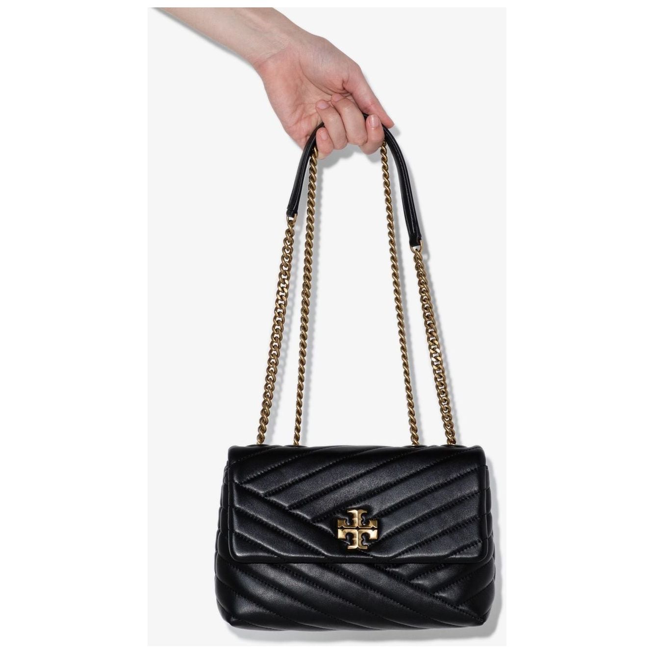 Tory Burch black leather chevron quilting Bag Shoulder Tory Burch