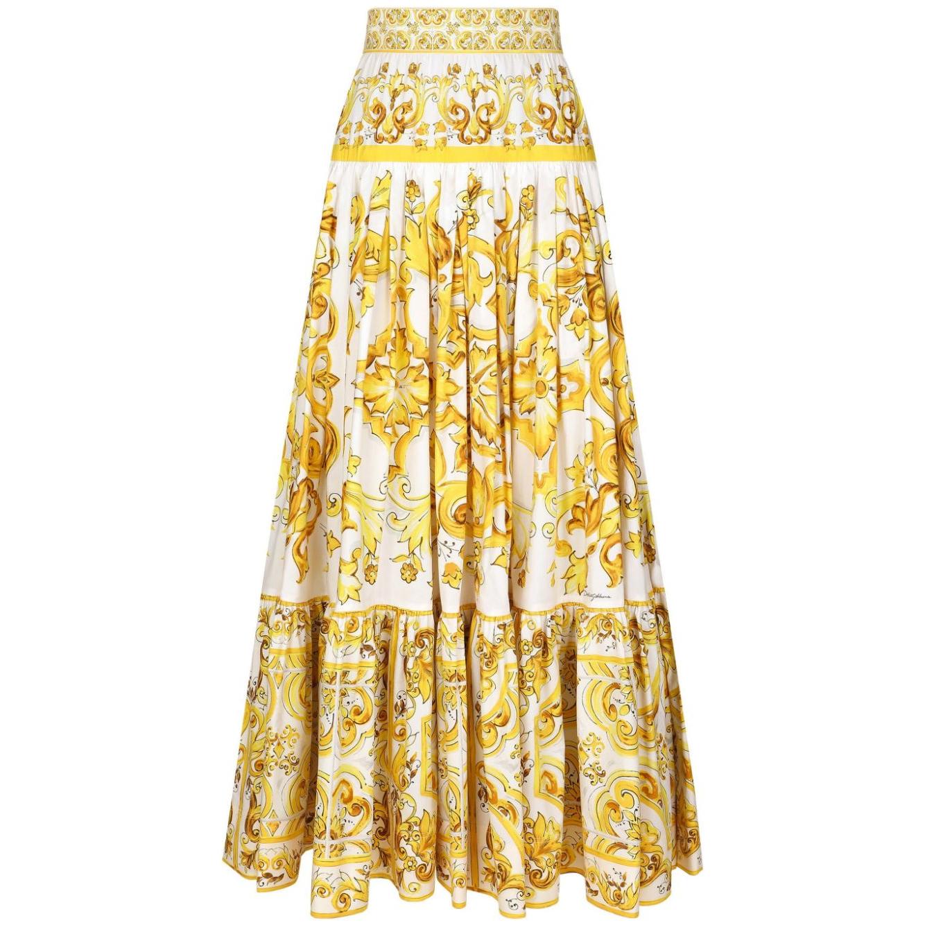 Dolce & Gabbana cotton poplin Skirts Yellow Skirts Dolce & Gabbana