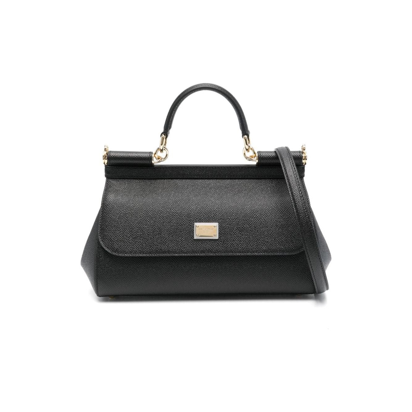 Dolce & Gabbana black calf leather grained Bag Handbag Dolce & Gabbana