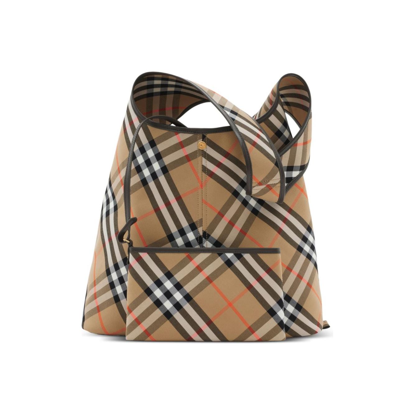 Burberry sand beige cotton/leather Vintage Check pattern Bags Shoulder Burberry