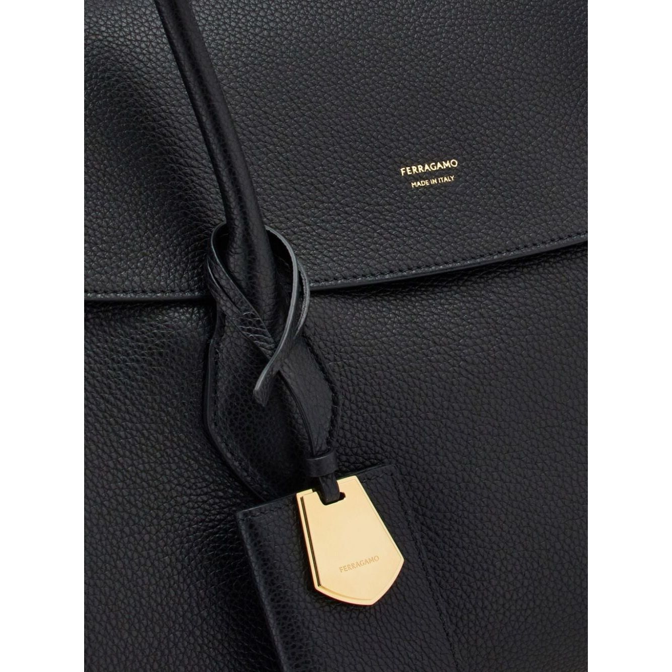 Ferragamo black calf leather smooth grain Handbag Shopper Ferragamo