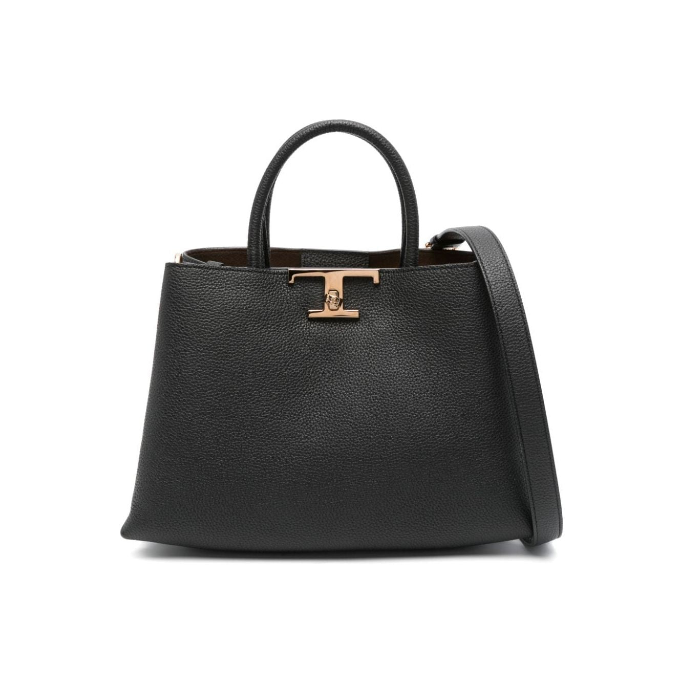 Tod's black calf leather grained texture Bag Shopper Tod'S