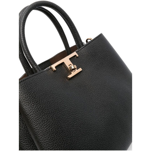 Tod's black calf leather grained texture Bag Shopper Tod'S