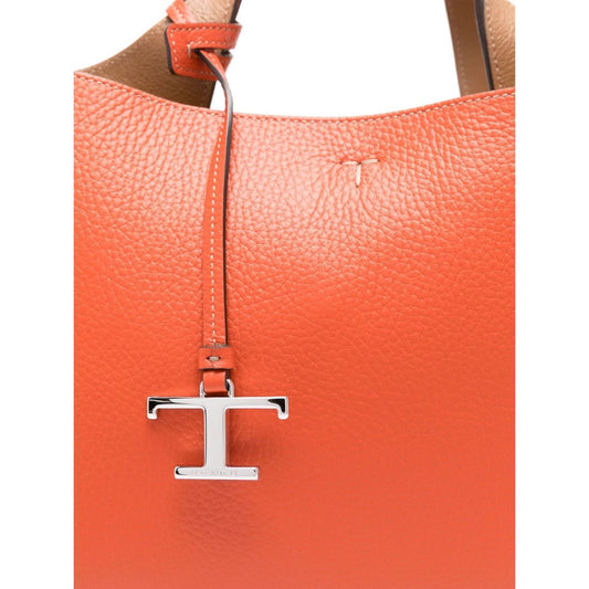 Tod's pumpkin orange calf leather grained texture Bag Shopper Tod'S