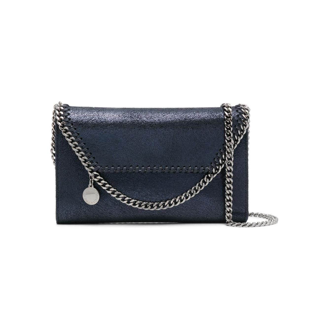 Stella McCartney navy blue faux suede foiled finish Crossbody Bag