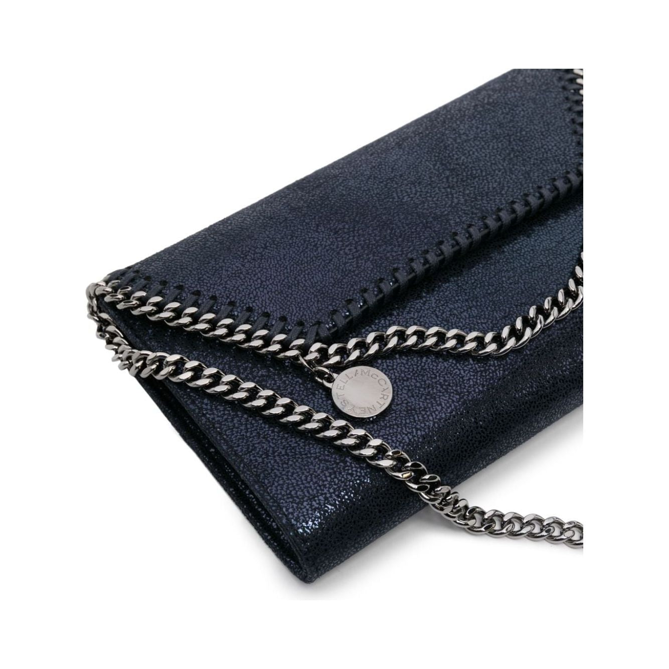 Stella McCartney navy blue faux suede foiled finish Crossbody Bag