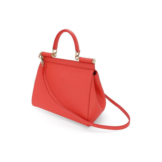 Dolce & Gabbana coral red leather gold-tone logo plaque  Bags Handbag Dolce & Gabbana